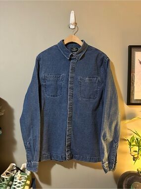 Topman Washed Denim Shirt Jacket in Blue